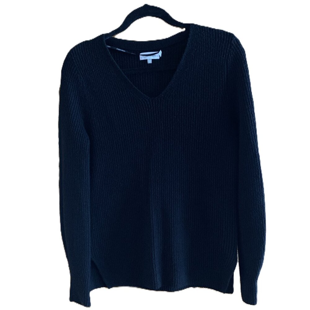 Calvin Klein V-Neck Knit Sweater Size SP Black Never worn.